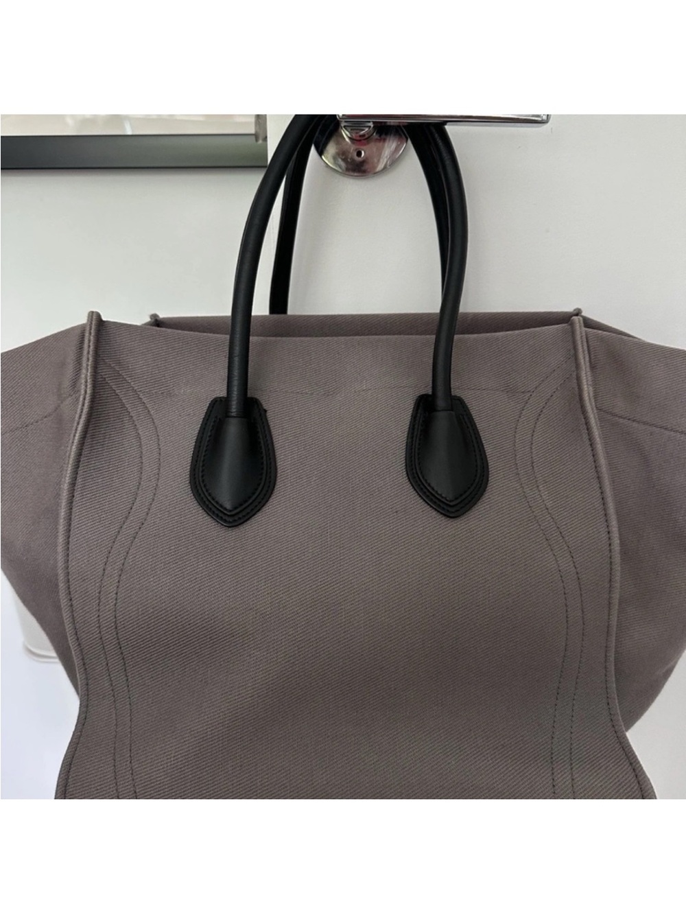 Celine Medium Phantom Tote in Taupe with Black Trim - Picture 3 of 6